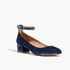 Madewell Navy Velvet Block Heels